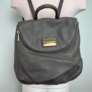 Marc Jacobs Pebbled Leather Backpack Charcoal Gray Gold Hardware
